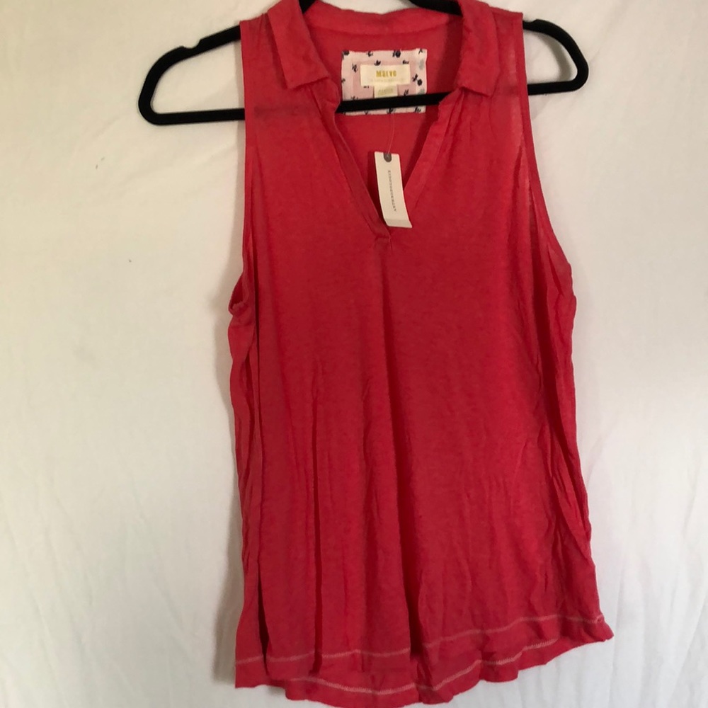 Anthropologie pink collared tank top